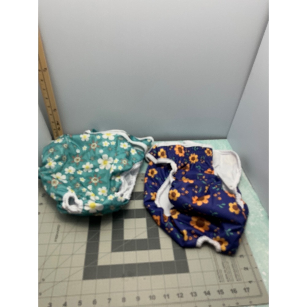 Pet Soft XL Reusable Female Dog Diapers Floral 2 Pack Washable Incontinence Teal